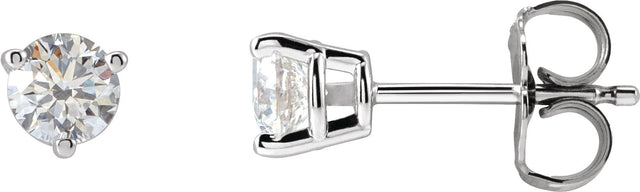 14K Gold Natural Diamond Round 3-Prong Stud Earrings - White Gold