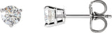 14K Gold Lab-Grown Diamond Round 3-Prong Stud Earrings - White Gold