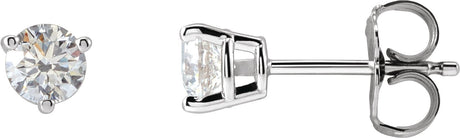 14K Gold Lab-Grown Diamond Round 3-Prong Stud Earrings - White Gold