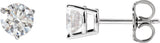 14K Gold Natural Diamond Round 3-Prong Stud Earrings - White Gold