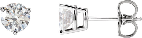 14K Gold Lab-Grown Diamond Round 3-Prong Stud Earrings - White Gold