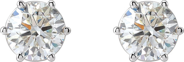 14K Gold Lab-Grown Diamond Round 6-Prong Stud Earrings - White Gold - view 2