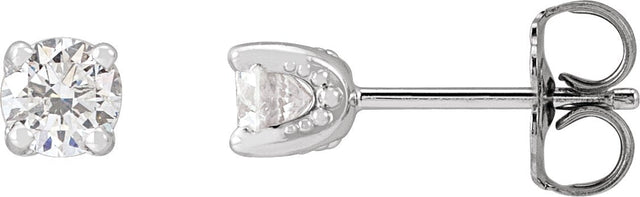 14K Gold Natural Diamond Round 4-Prong Stud Earrings – 2.5-4mm Stones - White Gold