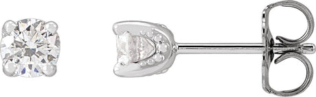 Platinum Natural Diamond Round 4-Prong Stud Earrings – 2.5-4mm Stones