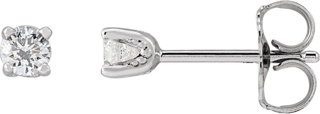 14K Gold Lab-Grown Diamond Round 4-Prong Stud Earrings - White Gold