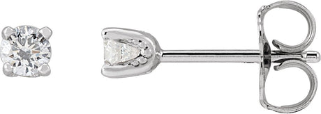 14K Gold Natural Diamond Round 4-Prong Stud Earrings – 2.5-4mm Stones - White Gold