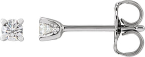 Platinum Natural Diamond Round 4-Prong Stud Earrings – 2.5-4mm Stones