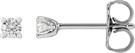 14K Gold Lab-Grown Diamond Round 4-Prong Stud Earrings - White Gold