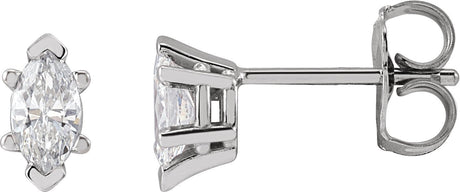 14K Gold Lab-Grown Diamond Marquise 6-Prong V-End Stud Earrings - Yellow Gold