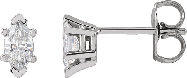 14K Gold Lab-Grown Diamond Marquise 6-Prong V-End Stud Earrings - Yellow Gold