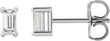 14K Gold Lab-Grown Diamond Straight Baguette 4-Prong Stud Earrings - White Gold