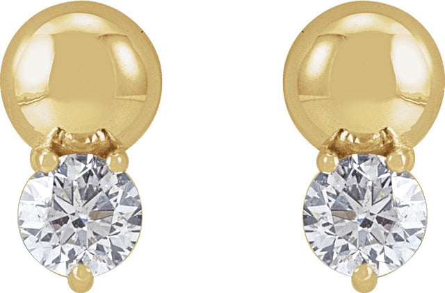 14K Gold Round Lab-Grown Diamond Accented Bead Earrings - Yellow Gold - view 2