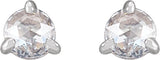 14K Gold Natural Diamond Round 3-Prong Claw Rose-Cut Stud Earrings - White Gold - view 2