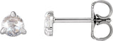 Platinum Natural Diamond Round 3-Prong Claw Rose-Cut Stud Earrings