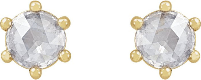 14K Gold Natural Diamond Round 6-Prong Rose-Cut Stud Earrings - Yellow Gold - view 2