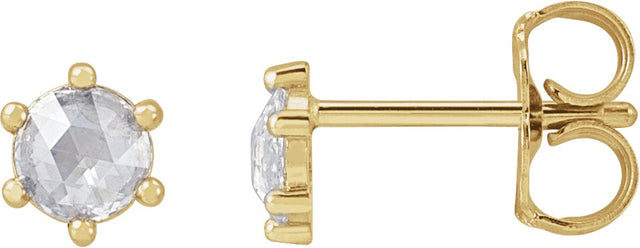 14K Gold Natural Diamond Round 6-Prong Rose-Cut Stud Earrings - Yellow Gold