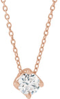 14K Gold Round Natural Diamond Solitaire Necklace or Slide Pendant - Rose Gold