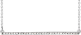 14K Gold Round Natural Diamond Accented Bar Necklace - White Gold
