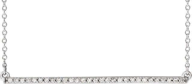 14K Gold Round Natural Diamond Accented Bar Necklace - White Gold