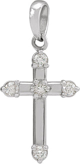 Platinum Round Natural Diamond Cross Necklace or Pendant – up to 0.07 CTW