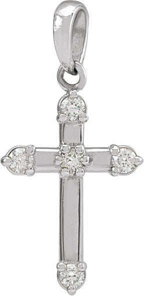 Platinum Round Natural Diamond Cross Necklace or Pendant – up to 0.07 CTW