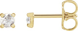14K Gold Natural Diamond Round 4-Prong Claw Rose-Cut Stud Earrings - Yellow Gold