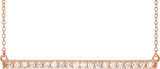 14K Gold Round Lab-Grown Diamond Accented Bar Necklace - Rose Gold