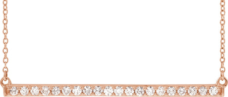 14K Gold Round Lab-Grown Diamond Accented Bar Necklace - Rose Gold
