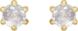14K Gold Natural Diamond Round 6-Prong Rose-Cut Stud Earrings - Yellow Gold - view 2