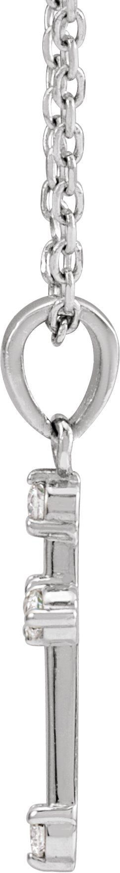 14K Gold Round Natural Diamond Cross Necklace or Pendant – up to 0.07 CTW - White Gold - view 2