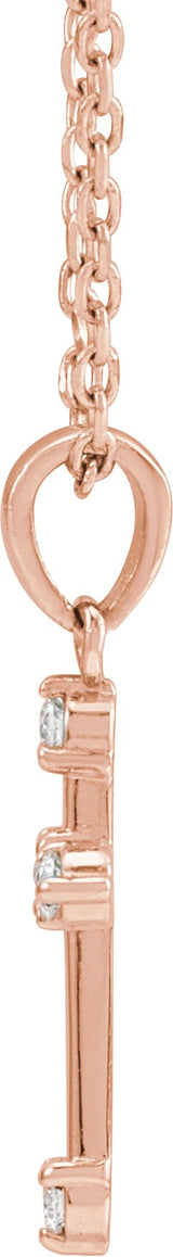 14K Gold Round Natural Diamond Cross Necklace or Pendant – up to 0.07 CTW - Rose Gold - view 2