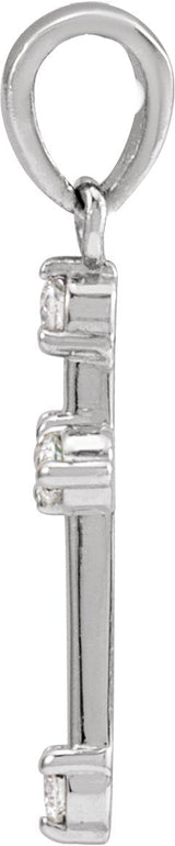 14K Gold Round Natural Diamond Cross Necklace or Pendant – up to 0.07 CTW - White Gold - view 2