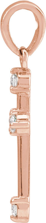 14K Gold Round Natural Diamond Cross Necklace or Pendant – up to 0.07 CTW - Rose Gold - view 2
