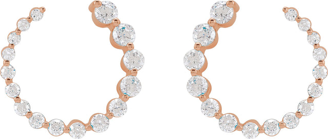 14K Gold Round Lab-Grown Diamond Front-Back Earrings - Rose Gold - view 2