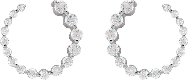 14K Gold Round Lab-Grown Diamond Front-Back Earrings - White Gold - view 2
