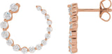 14K Gold Round Natural Diamond Front-Back Earrings - Rose Gold - view 2