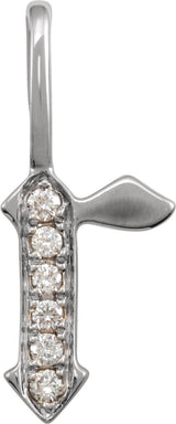 14K Gold Round Natural Diamond Gothic Initial Pendant - White Gold