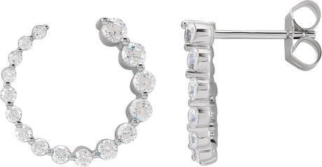 14K Gold Round Lab-Grown Diamond Front-Back Earrings - White Gold