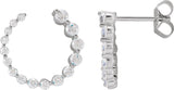 14K Gold Round Natural Diamond Front-Back Earrings - White Gold