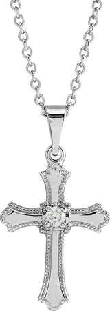 14K Gold Cross Necklace or Pendant – 15x11mm - White Gold