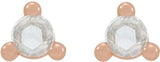 14K Gold Natural Diamond Round 3-Prong Rose-Cut Stud Earrings - Rose Gold - view 2