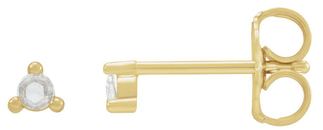 14K Gold Natural Diamond Round 3-Prong Rose-Cut Stud Earrings - Yellow Gold