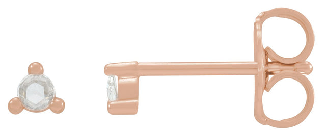 14K Gold Natural Diamond Round 3-Prong Rose-Cut Stud Earrings - Rose Gold