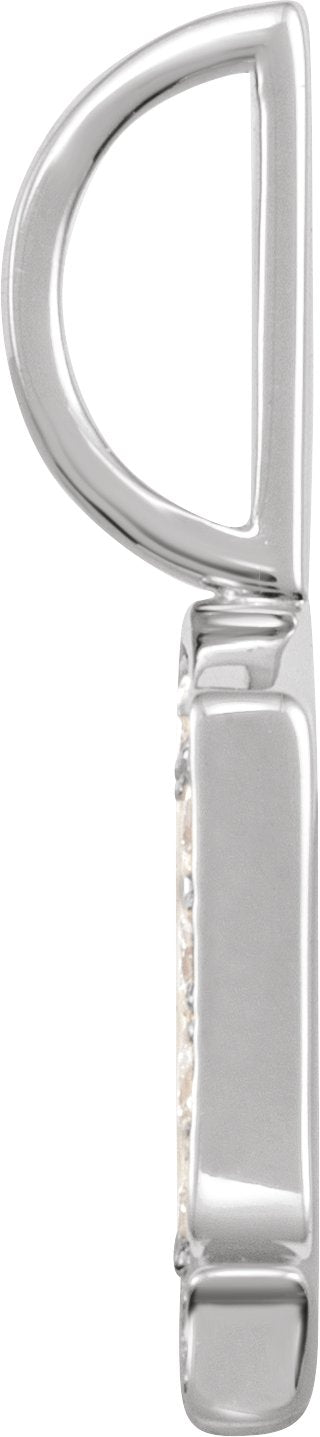 14K Gold Round Natural Diamond Gothic Initial Pendant - White Gold - view 2