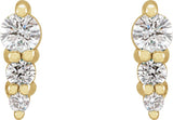 14K Gold Natural Diamond Graduated Bar Earrings - Yellow Gold - view 2