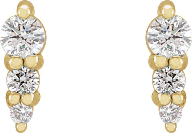 14K Gold Natural Diamond Graduated Bar Earrings - Yellow Gold - view 2