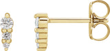 14K Gold Natural Diamond Graduated Bar Earrings - Yellow Gold