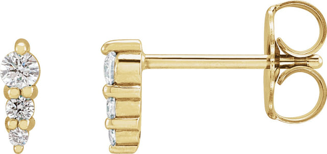 14K Gold Natural Diamond Graduated Bar Earrings - Yellow Gold