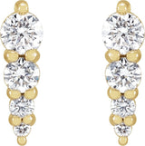 14K Gold Natural Diamond Graduated Bar Earrings - Yellow Gold - view 2