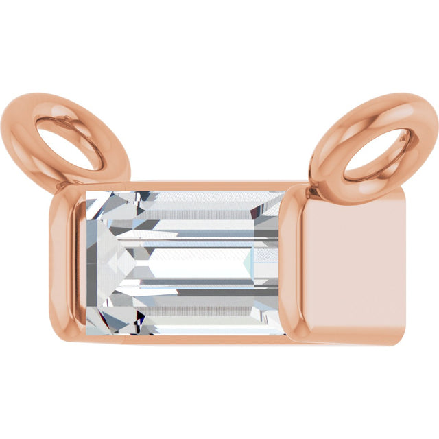 14K Gold Straight Baguette Lab-Grown Diamond Solitaire Channel-Set Necklace - Rose Gold - view 2